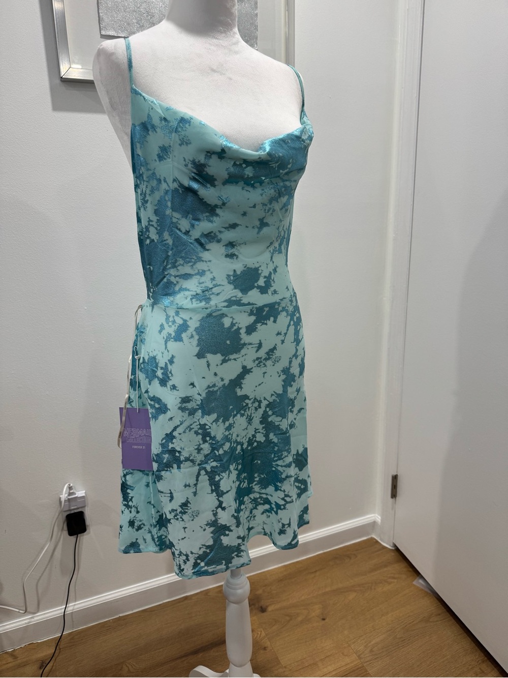 Forever 21 Teal Tie-Dye Slip Dress